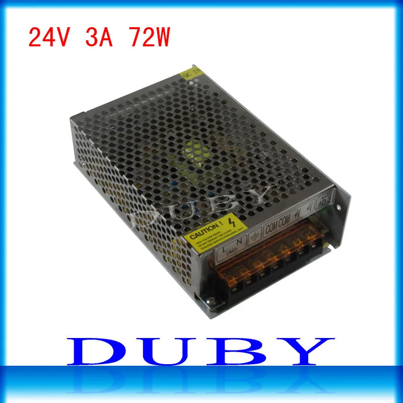 

100piece/lot 24V 3A 72W Switching power supply Driver For LED Light Strip Display AC100-240V Factory Supplier Free Fedex