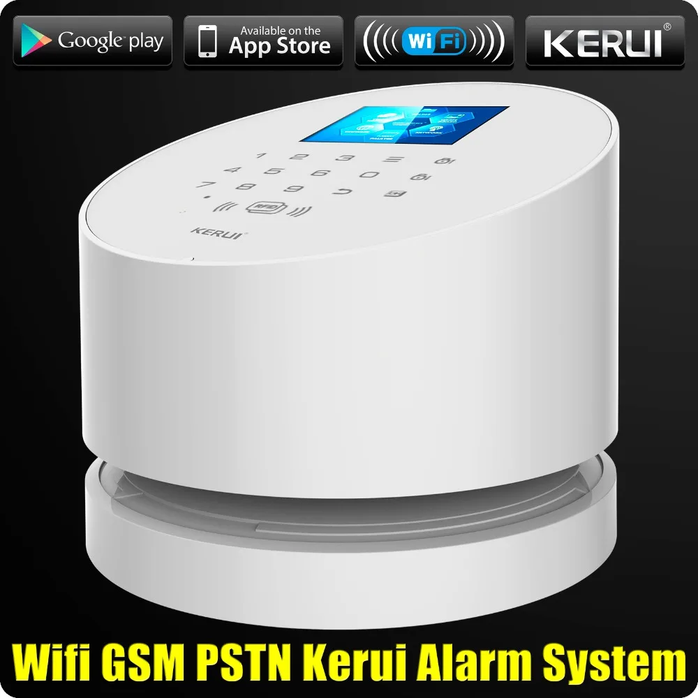 DHL/EMS KERUI беспроводное приложение wifi gsm-сигнализация PSTN домашняя 433 МГц RFID+ 720 P IP камера Беспроводной детектор дыма