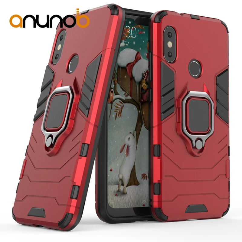

Phone Cases For Xiaomi Redmi 6 Pro Redmi Note 6 Case Redmi6 Pro Note6 Hard Bags Iron Man Style Back Covers With Finger Ring