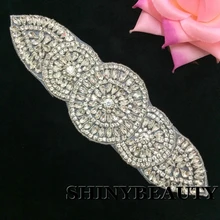 ShiDianYi серебряные стразы аппликация пояс невесты кристалл жемчуг ленты Свадьба для свадебная одежда подружки невесты платья 10PCS-RA112-Y515