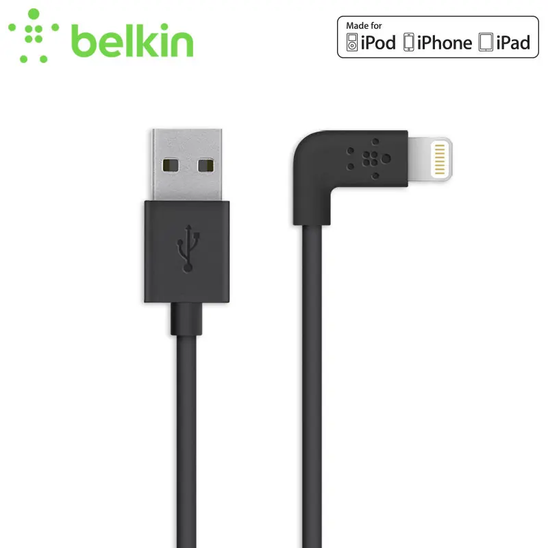 Belkin оригинальный MFi Сертифицированный 8 pin 90 градусов для Lightning на USB кабель
