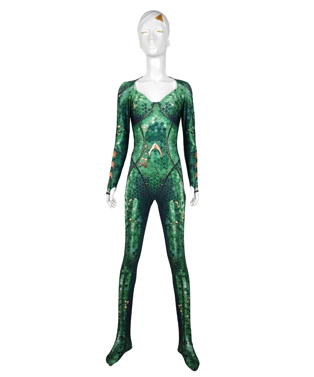  Mera Costume Aquaman Film Version Mera Cosplay Bodysuit 3D Imprimer Lycra Spandex Zentai costume Halloween Party suit