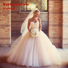 New sexy sweetheart neck wedding dress 2017 Custom made elegant pleat champagne wedding gowns robe de mariee vestido de noiva