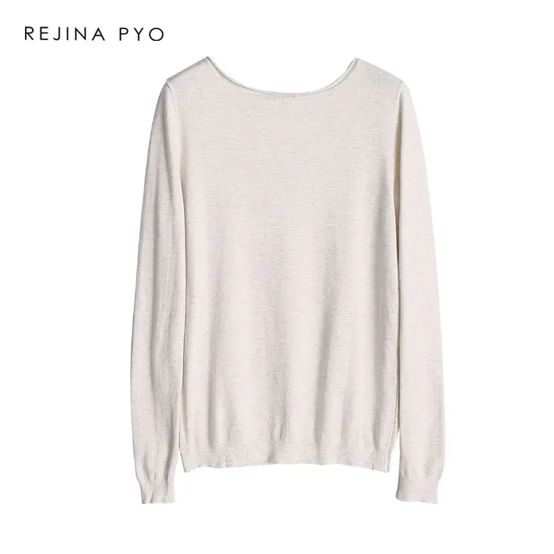 REJINAPYO النساء عارضة مريحة رقيقة البلوز س الرقبة الإناث كل مباراة الأساسية البلوفرات السيدات بلوزات اليومي