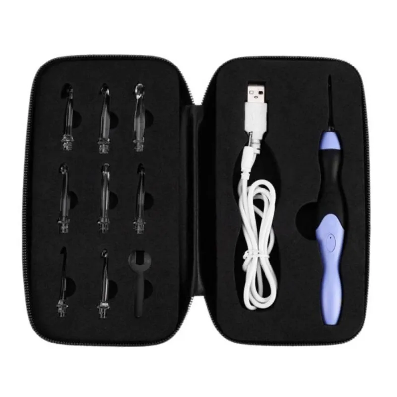 Useful 9 In 1 Usb Led Light Up Purple Crochet Hooks