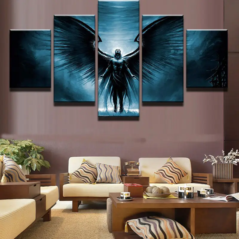 

Large Framed Modern Indoor Angel looking to Heave print canvas decoration 5 pieces