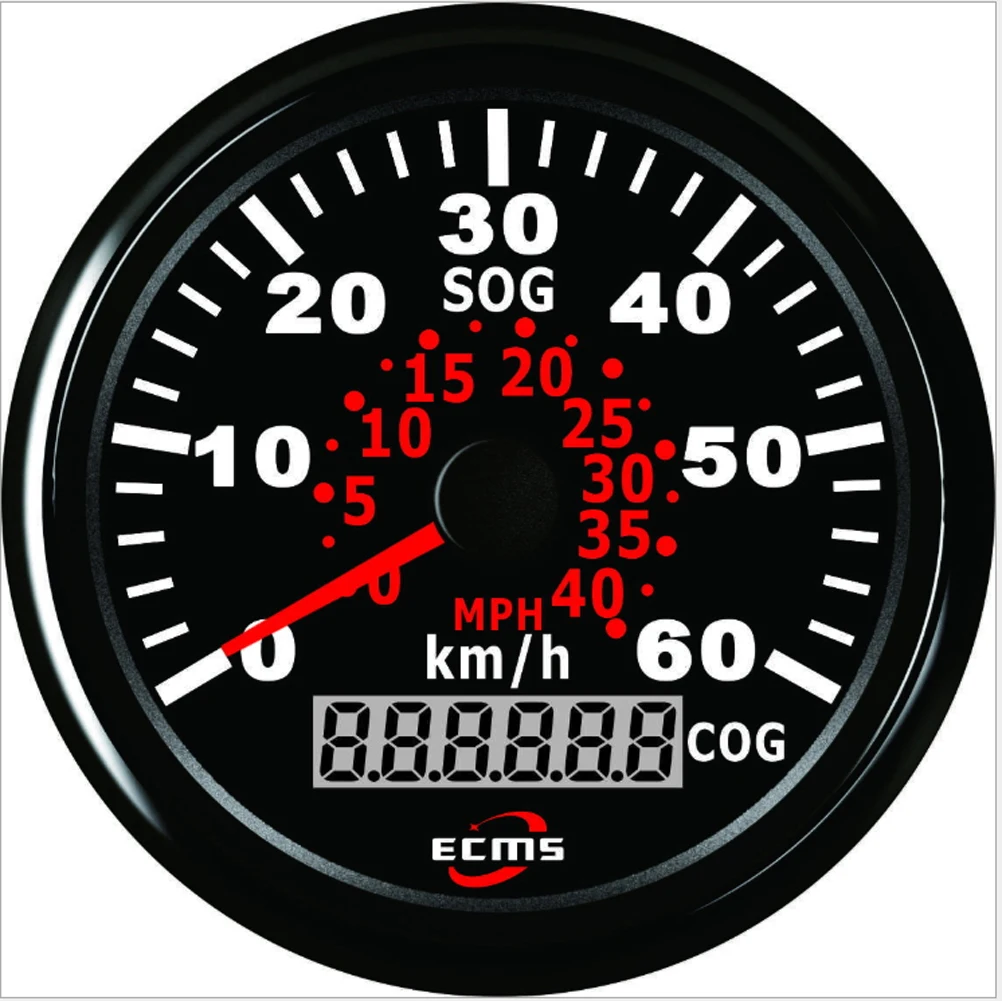 ECMS 0 40MPH 0 60Km/h 85mm Universal GPS Speedometer Gauge Odometer For