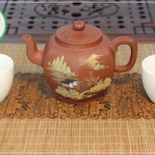 Великолепный китайский чайник из города Исин выполненный из необогащенной исинской глины для набора Кунг Фу Ча Золотой шестигранник 360 мл
