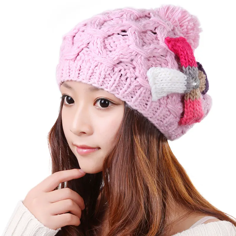 

BomHCS Cute Women Winter Warm Crochet Baggy Beanie Hat Cap Beret Ear Muff Handmade Knitted Hat