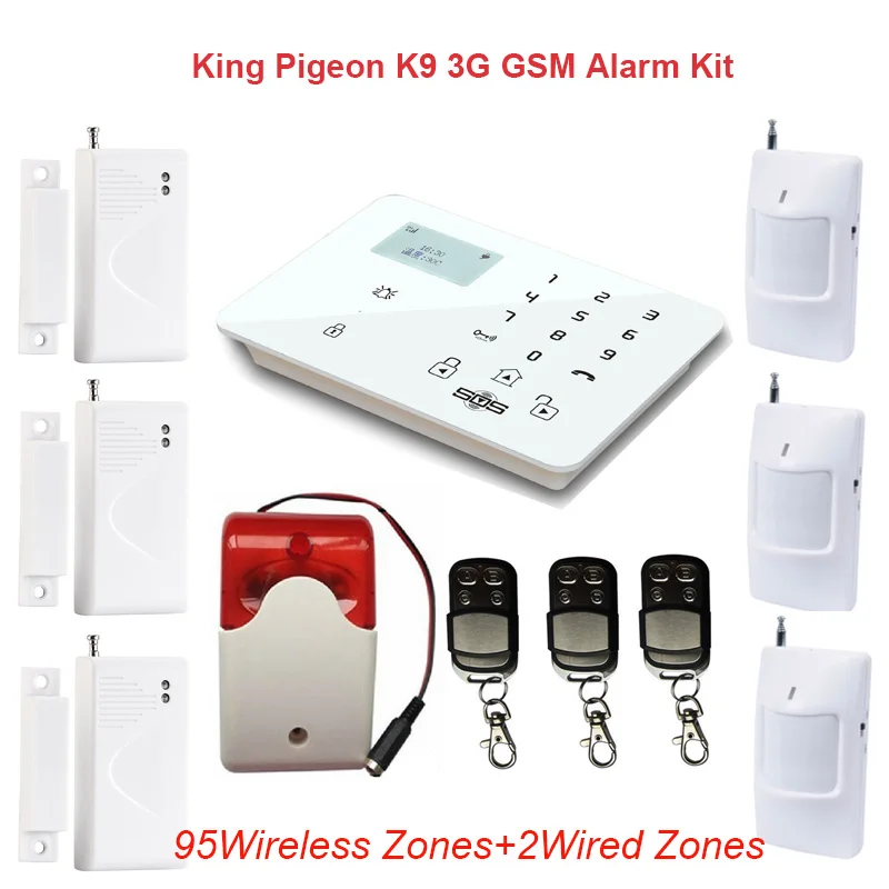 3G GSM Alarm System Home Burglar Alarm Touch Screen Wireless Alarm System Mini Siren PIR Motion