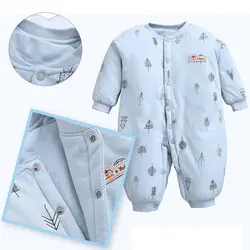 Теплые для маленьких мальчиков комбинезон для девочек новорожденных Sleepsuit толстый комбинезон Одежда для новорожденных с длинными
