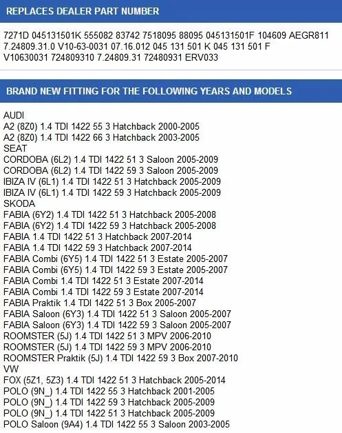 Клапан EGR для AUDI A2 SEAT CORDOBA IBIZA SKODA FABIA ROOMSTER VW FOX POLO 1,4 TDI 045131501K 045131501F 7271D 045 131 501