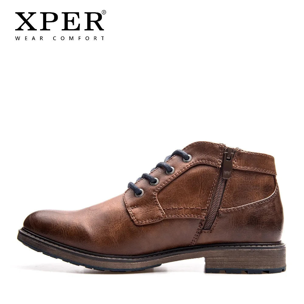 XPER Brand 2018 Big Size 40-48 Boots Men Casual Autumn Winter Shoes Mens Ankle Boots Zip Wear Comfort Work Footwear #XHY12507BR