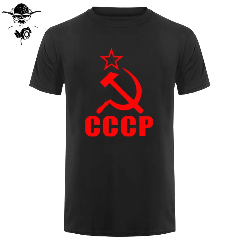 CCCP Коммунистическая русская футболка, Мужская одежда, СССР, СССР, мужская повседневная футболка, Россия, хлопковая Футболка с круглым вырезом, топы, Camisa - Цвет: black red