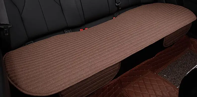 Льняные чехлы для сидений автомобиля четыре сезона спереди/сзади льняная подушка дышащий протектор не скользящая Подушка Авто аксессуары универсальный размер - Название цвета: coffee rear