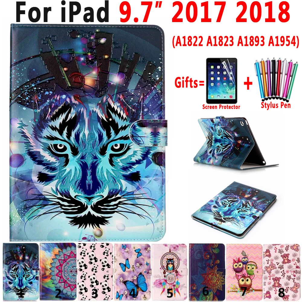 Модный кожаный чехол с принтом для Apple, iPad 9,7 A1822 A1823 A1893 A1954 5-го 6-го поколения, чехол Funda Coque Shell