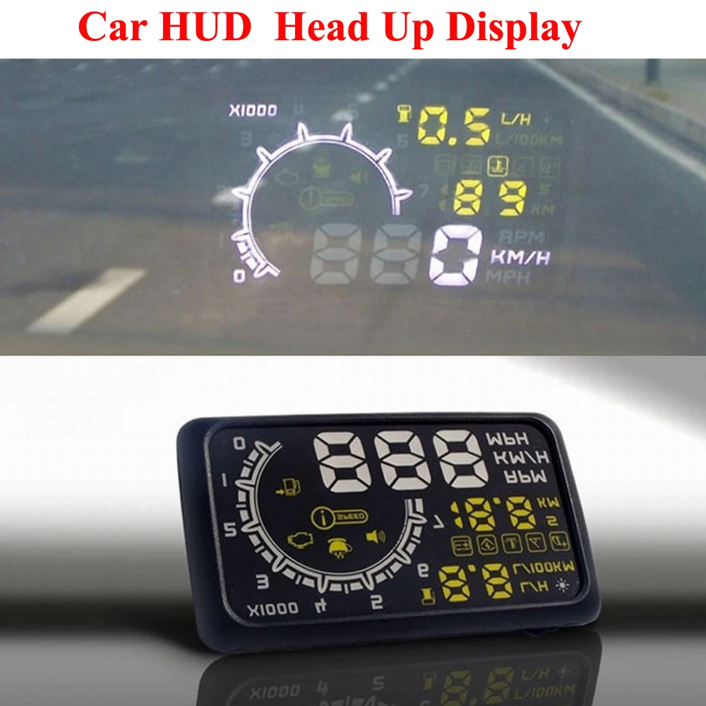 5 5インチヘッドアップディスプレイhudプロジェクターobd 2車の速度警告燃料計スピードhudヘッドアップディスプレイ車のタイヤ圧力アラーム Tyre Brush Alarme Positronalarm Display Aliexpress