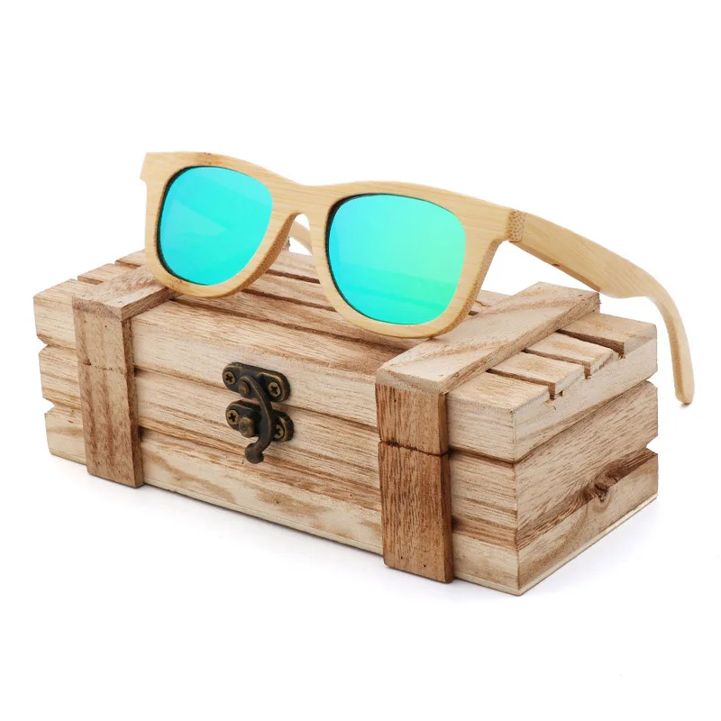 Новые модные бамбуковые и деревянные очки с естественной защитой окружающей среды, Классические Детские поляризованные солнцезащитные очки с защитой от ультрафиолета - Цвет линз: Green Wood Box