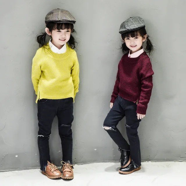 New 2016 Autumn Winter Baby Girls Kids Toddler Sweater Kids Boutique Knitted Children cute sweater outwear Clothing for 2 6 Ages,in Sweaters from