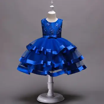 

Kids Summer 2019 Little Girls Elegant Embroidery Floral Flower Dress Princess Wedding Birthday Party Host Dress 2t-12t