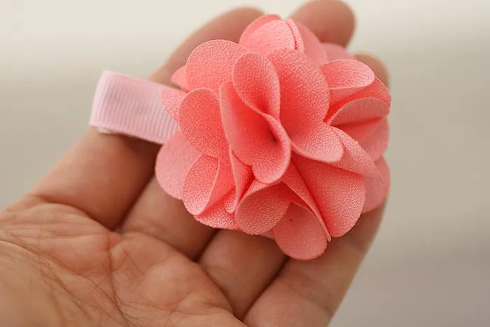 High Quality Solid Color Cotton Camellia Flower Alligator Hair Clip For Girls 3