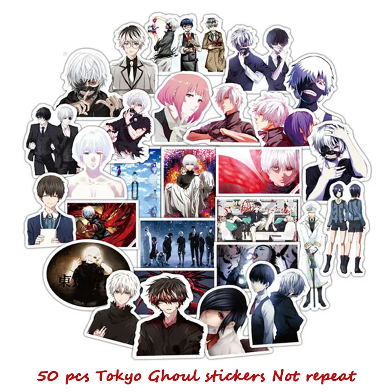 50 шт. Аниме Tokyo Ghoul Стиль граффити наклейки детские игрушки для Moto машинок с дистанционным управлением чемодан крутая, для ноутбука Стикеры s Наклейка на скейтборд подарки