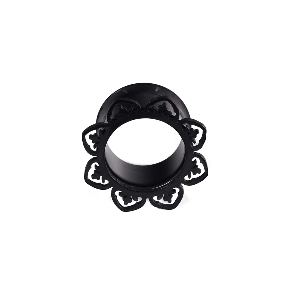 

1 PC Stainless Steel Elegant Piercing Body Jewelry Ear Plug Vacuum Plating Punk Style Cool Floral Designs Ear Gauge Ear Tunnel
