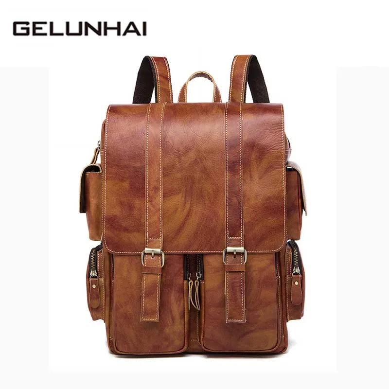 

2019 Rushed Man New Backpack Genuine Cowhide Leather Men Bags Multifunctional Men's Travel Male Messenger Laptop Shoulder Bag