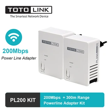 

TOTOLINK PL200 KIT Powerline Adapter 200Mbps Wireless Wifi Router Extender with Homeplug AV Bridge 300 Meters Coverage