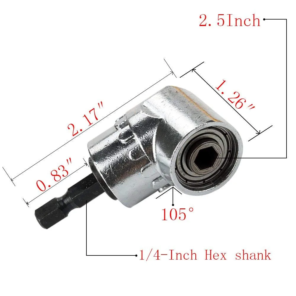 105 градусов правый угол приводной удлинитель 1/4 дюймов 6 мм hex электрическая дрель-отвертка бит разъем адаптер Комплект