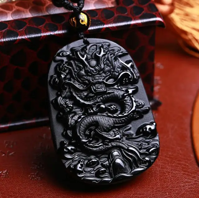natural stone Hand carved Chinese dragon good luck charm pendant