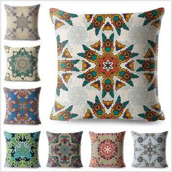 

Colorful Geometric Vintage kaleidoscope Cushion Cover for Sofa Home Decorative Printed Pillow case Flowers Throw Pillowcase