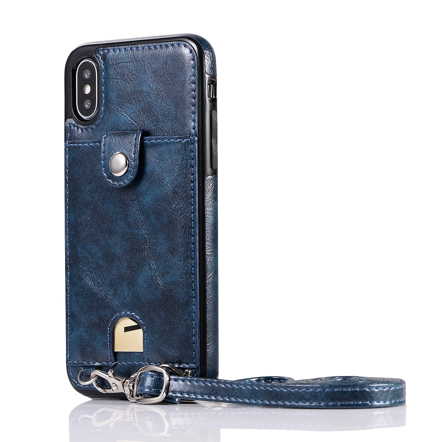 For Samsung Note 10 Plus 10+ S8 S9 S10 Plus S10E S7 Edge Case Wallet Leather Cover For iPhone X 11 Pro XR XS Max 7 8 6 6s Plus - Color: Blue