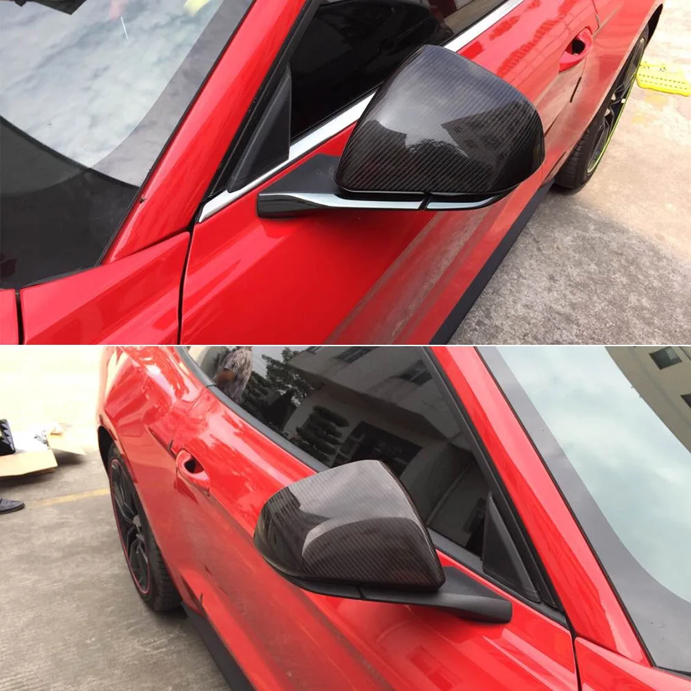 

Carbon Fiber Side Mirror Covers for Ford Mustang 2015-2019 with LED Signal 1 Pair Replacement Caps Shell Car Accessories