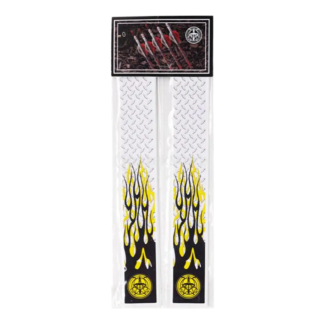 12pcs Durable Archery Arrow Adhesive Stickers Wraps 27cm x 3cm Fluorescent Yellow/ White