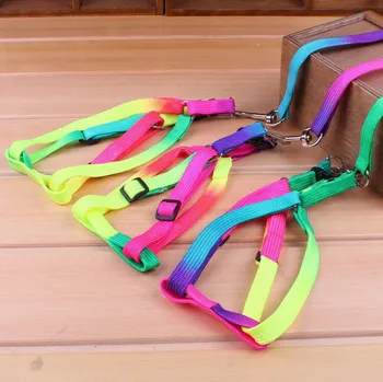 

5pcs/lot1pc Free Shipping Dog Pets Collars Leads Accessories Harness Leash for Small Dog Colorful Rainbow design