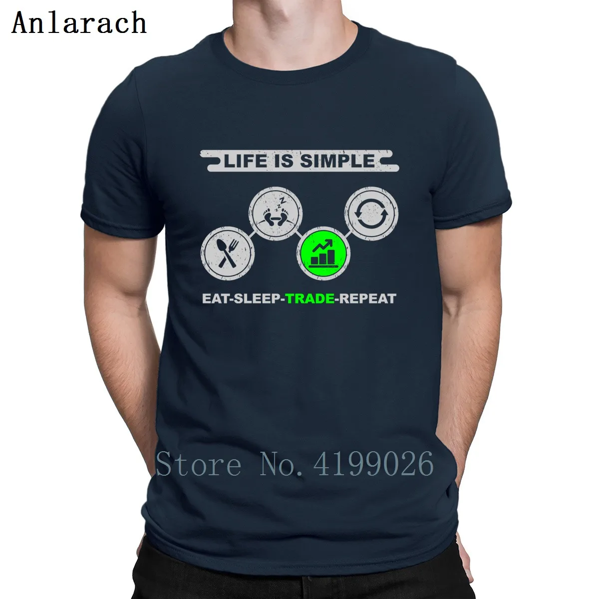 Eat Sleep Trade T Shirt Fun Nice Sunlight Unique Mens T-Shirt Cryptocurrency Pop Top Tee Cotton Anti-Wrinkle Character Trendy
