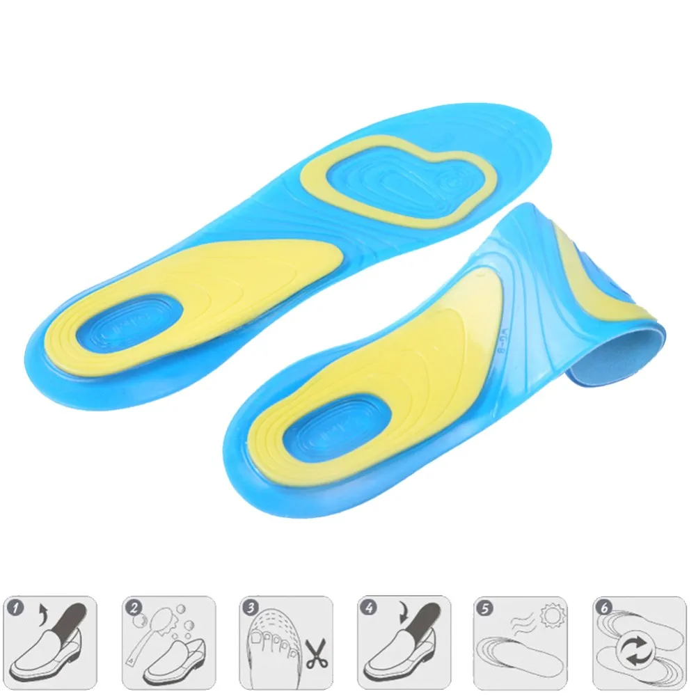 New Arrival 1 Pair Orthotic Arch Support Massaging Silicone Anti-Slip Gel Soft Sport Insole Pad Foot Care For Man Women Size SL-5