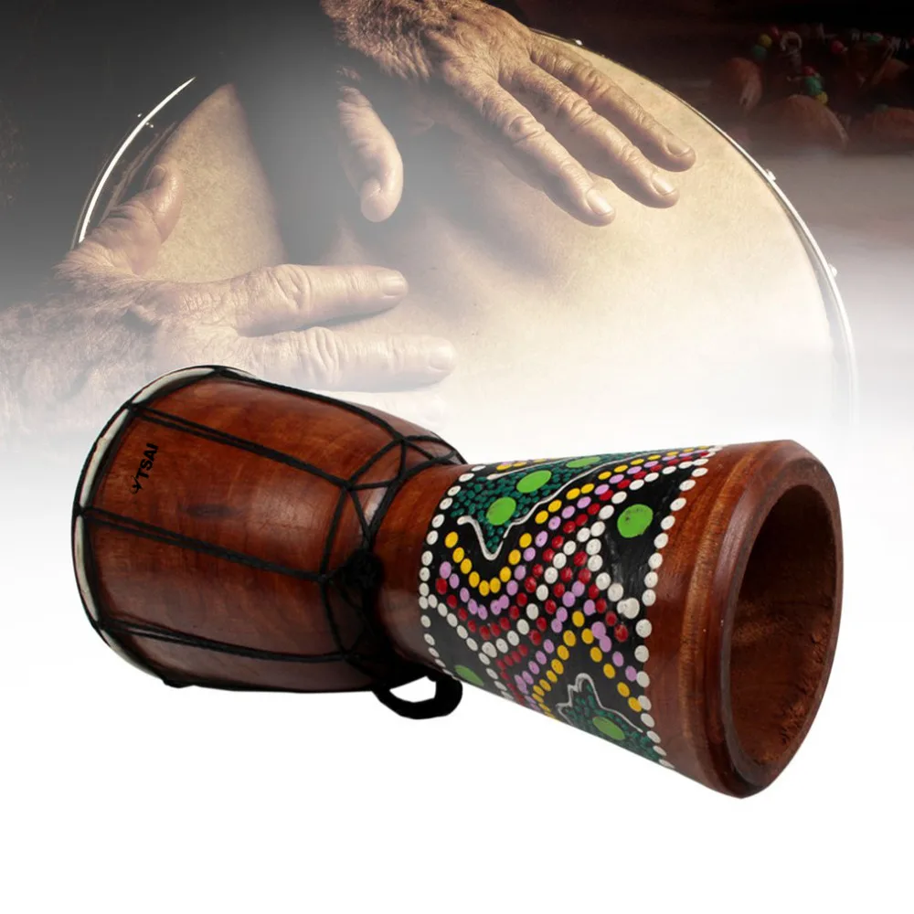 

TSAI 6 Inch Djembe Drum African Percussion Hand Mahogany Wooden Jambe Doumbek Drummer with Pattern Pure Goat Skin Surface Popula