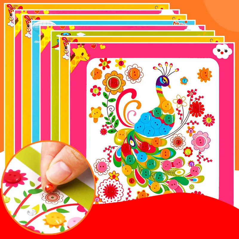 low cost  Novel and interesting DIY Button Stickers Kids Handmade Painting Craft Kit Learning Educational Dra