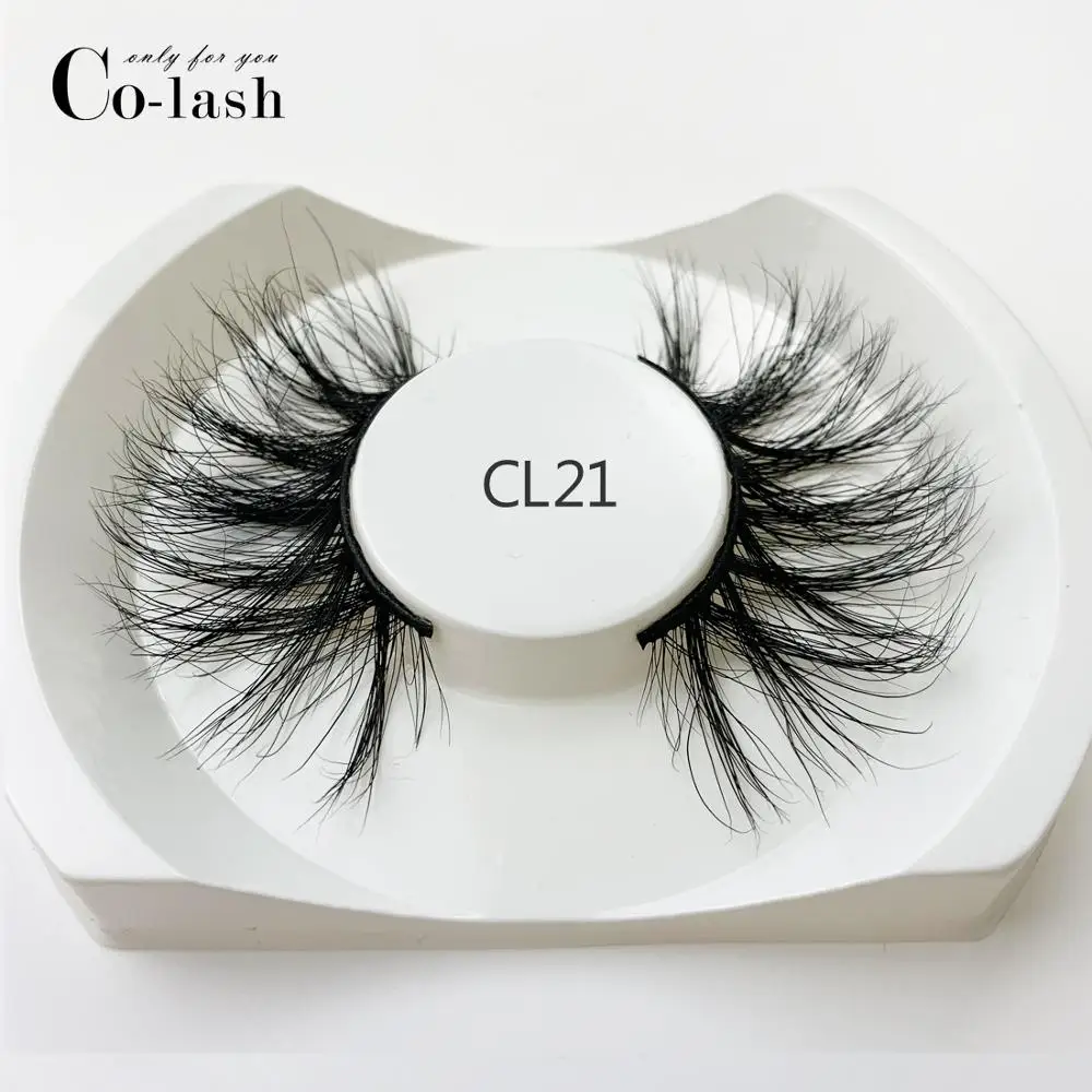 

Colash 25mm Long 3D mink lashes CL22 extra length mink eyelashes Big dramatic volume eyelashes strip thick false eyelas
