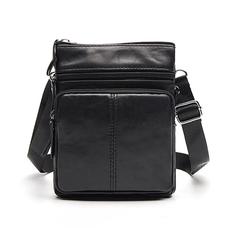 Модная Черная мужская сумка через плечо из натуральной кожи, сумка-мессенджер, сумка-портфель, мужская сумка Bolsas Sac - Color: Black