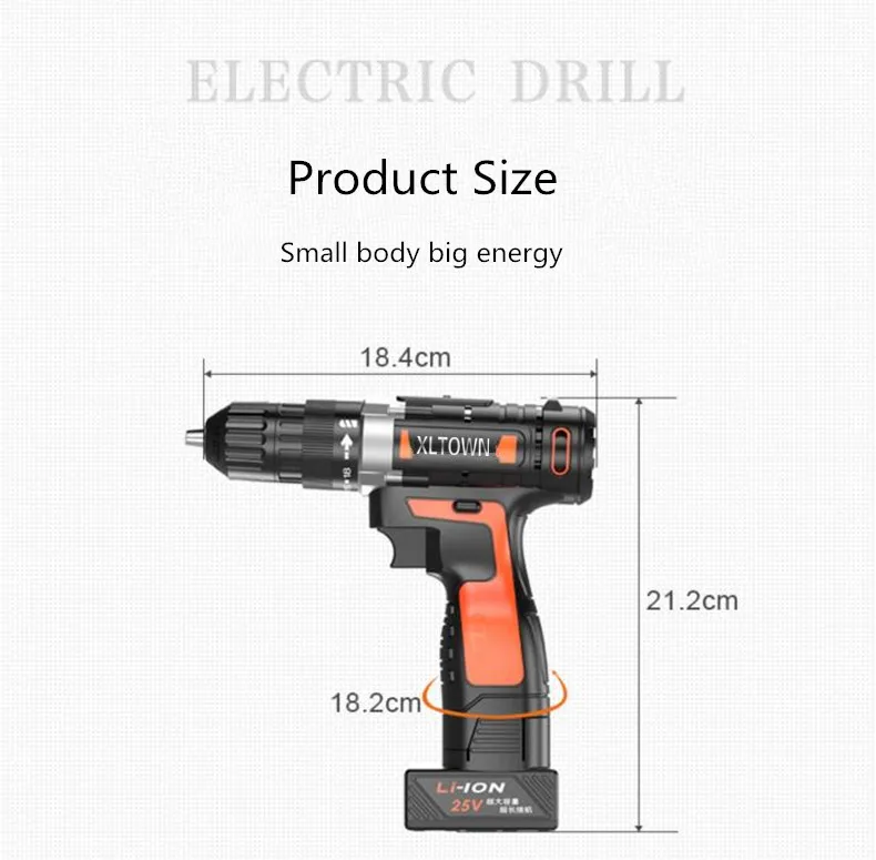 XLTOWN 12/16. 8/алюминиевая крышка, 25В электрическая отвертка с 2 batteryrechargeable литий-ионная батарея ручная дрель электроинструмент