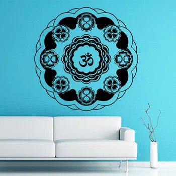 

New Modern Style Om Symbol Flower Mandala Wall Sticker Living Room Baground Vinyl Art Mural Home Decor