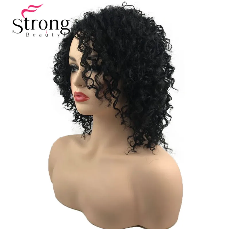 StrongBeauty короткие коричневые основные Омбре кудрявые афро Высокая Тепло ОК полный синтетический парик парики