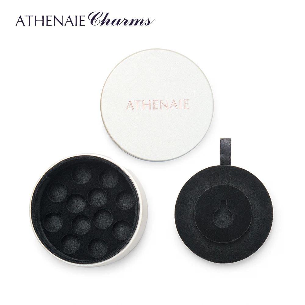 ATHENAIE High Quality Round White PU Gift Box for Necklace Bracelet & Bangles Earrings Charms Beads Jewelry Packaging Jewelry Packaging