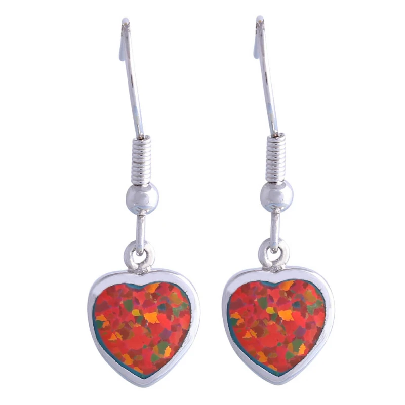 

Love Gift Heart Orange Opal earrings 925 Sterling Silver Overlay Jewelry silver earrings for woman bijouterie E227