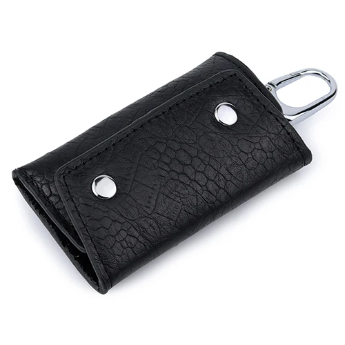 Натуральный кожаный брелок для мужчин и женщин, держатель для ключей, органайзер, сумка для ключей из коровьей кожи, бумажник ключница, чехол для ключей, мини-кошелёк - Цвет: black