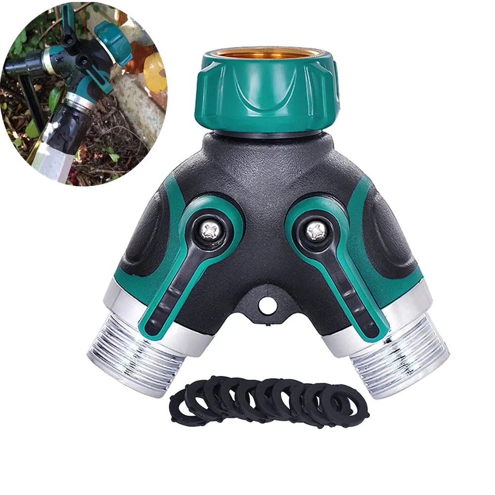 

Water Hose Splitter With 10Pcs Hoses Washer Outdoor Faucet Sprinkler Drip Systems Ball Valve Garden Y Connector Hose-- M25