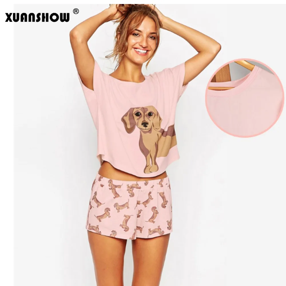 Aliexpress.com : Buy 2018 Summer Cute Women's Dachshund Print 2 Piece Set Women Crop Tops ...